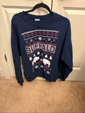 Gildan Navy Buffalo Graphic Crewneck Sweater
